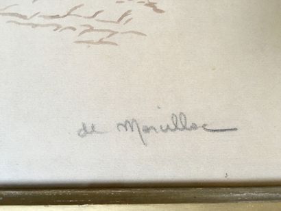 null DE MARCILLAC (XIX-XXe) La diligence et Poste aux chevaux Paire de gouaches 46...