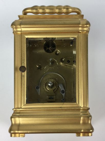 null OFFICER'S PENDULUM in gilt bronze with glass cage. Enamelled movement signed...