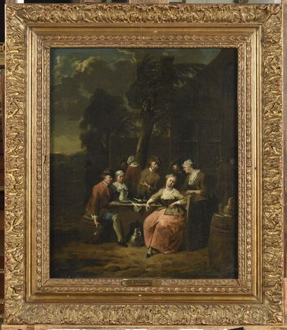 null Jean-Baptiste LAMBRECHTS (1680-1731) The meal under the trees Oil on canvas...