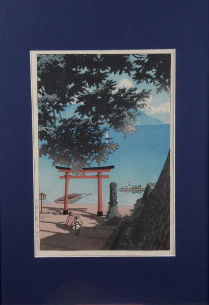 null Kawase Hasui (1883-1957) - Torii at the Chuzenji temple at Utagahama beach,...