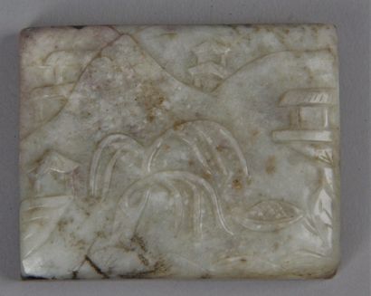 null Jade plate: part of the buckle of a garment. 19th century. Expert: Cabinet:...