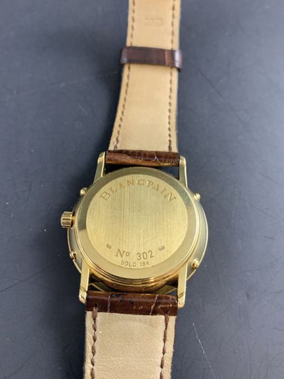 null BLANCPAIN VILLERET perpetual calendar. Serial number 302 . 18K yellow gold wristwatch...