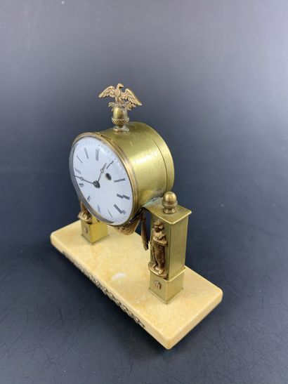 null Napoleon I clock Early 19th century. Bedside table or desk clock in brass, fixed...
