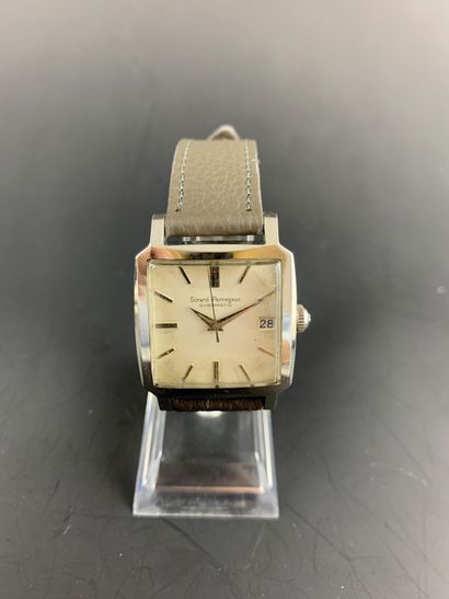 null GIRARD-PERREGAUX Gyromatic About 1960. Ref: 71990047. Steel wristwatch, square...