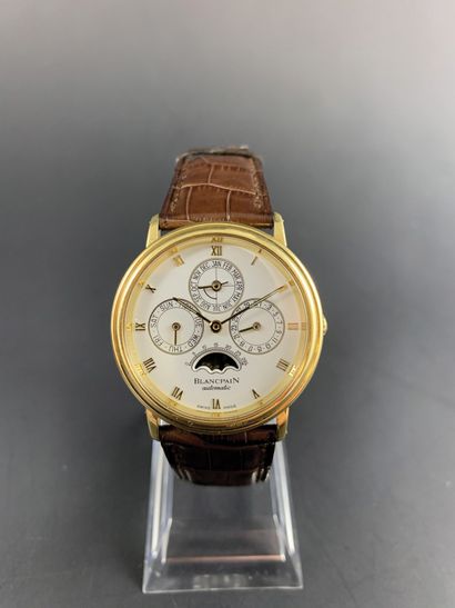 null BLANCPAIN VILLERET perpetual calendar. Serial number 302 . 18K yellow gold wristwatch...