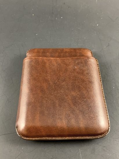 null Case ATOLL Leather case for cigarillos or cigarettes. Brown cognac color. Very...