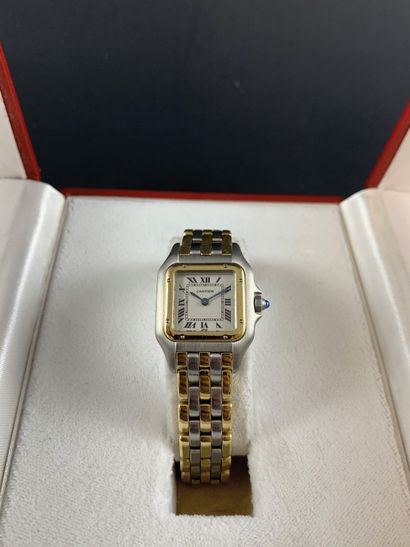 null CARTIER Circa 1985. Réf: 66921019485 Montre-bracelet femme acier et or jaune...