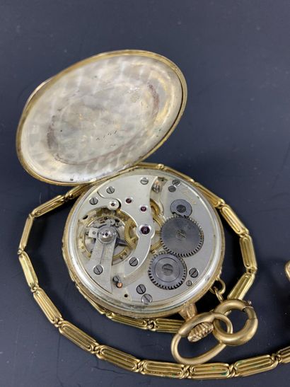 null BENDA About 1900. Ref: 4767. 18K yellow gold pocket watch, round case, signed...