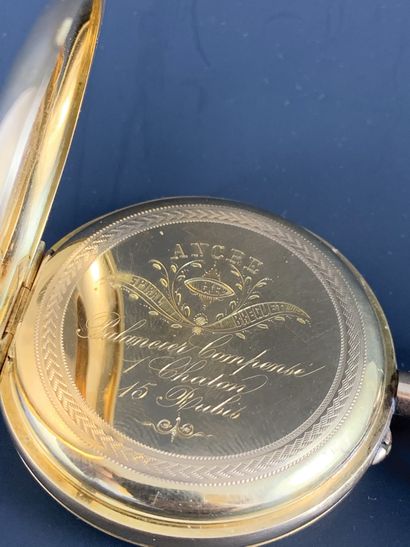  SPIRAL BREGUET gold gusset Compensated balance wheel About 1900. Ref: 54801. 18K...