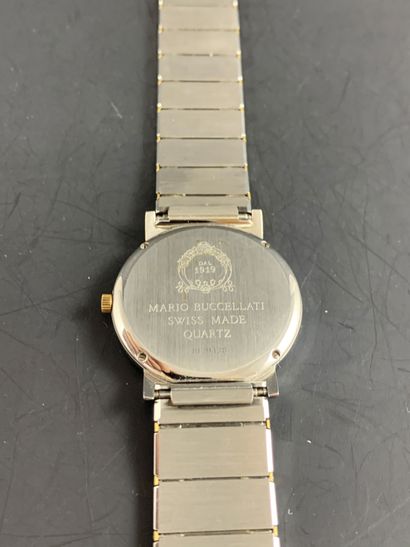 null MARIO BUCCELATI About 1980. Ref : 1020138. Steel and gold-plated wristwatch,...