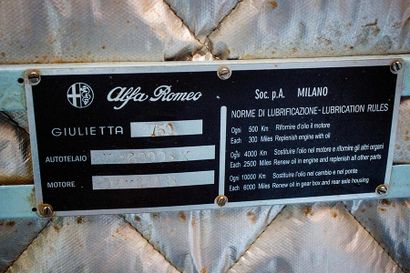 1961 ALFA-ROMEO GIULIETTA SPIDER Type 750

Numéro de série 169005

Bel état de restauration

Carte...