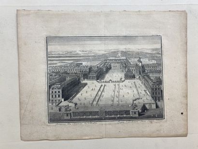 null SET OF NINE OPTICAL VIEWS : View of the Tuileries Palace from the garden side,...