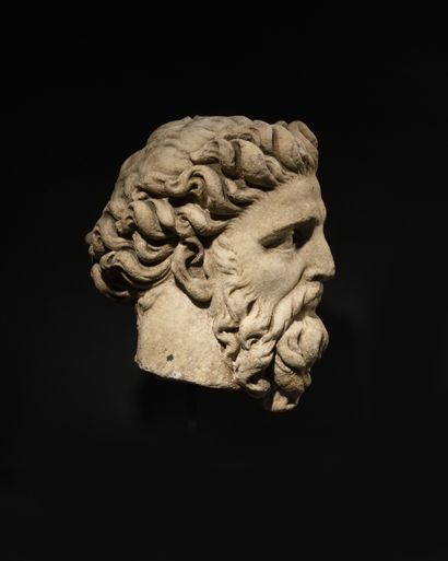  FRENCH ECOLE OF THE 16th CENTURY IN THE GOUT OF THE ANTIQUE Head of Poseidon White...