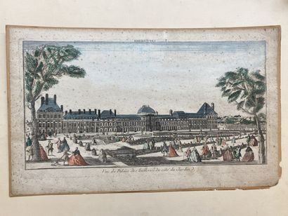 null SET OF NINE OPTICAL VIEWS : View of the Tuileries Palace from the garden side,...