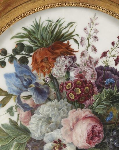 null MELANIE DE COMOLERA (ACTIVE ENTRE 1816 ET 1854) Composition de fruits et fleurs...