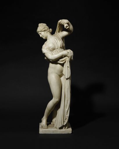 null ÉCOLE FRANÇAISE VERS 1800 D’APRES L’ANTIQUE Vénus Callipyge Statue en marbre...