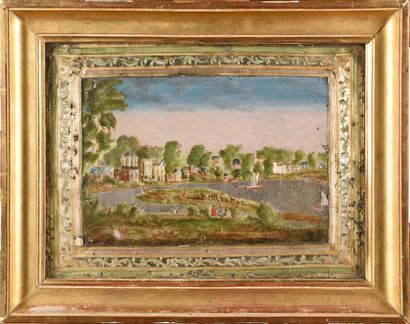 null COMPIGNIÉ View of Twickenham of rectangular form with polychrome watercolor,...