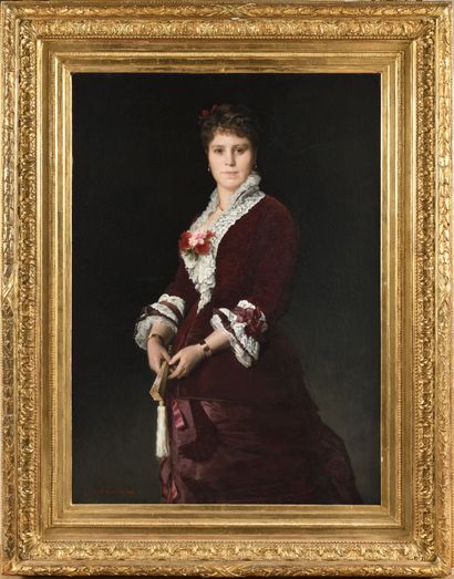null Eugène Antoine GUILLON (1834-1914) Portrait de femme (1880) Oil on canvas Signed...