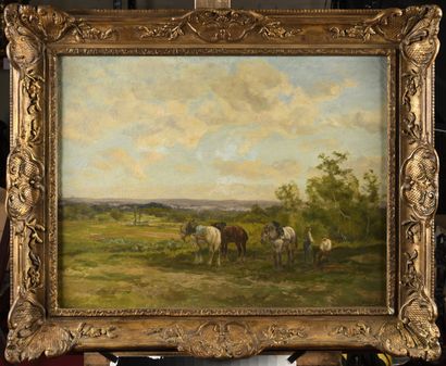 null Clément QUINTON (1851-1920) La pause Oil on canvas Signed lower right 50,5 x...