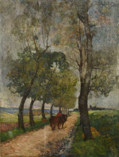 null Raymond Léon AUGER (1883-1971) Route de Bretagne Oil on canvas, signed lower...