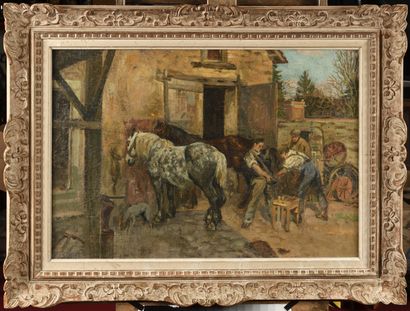null Sigurd FREDRIKSEN (1907-1986) Horses Oil on canvas Signed lower left 50 x 74...