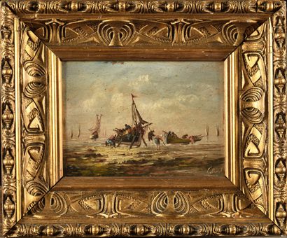 null Pierre Julien GILBERT (1783-1860) Pêcheurs Oil on panel Signed lower right 16...