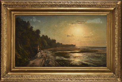 null Alexandre René VÉRON (1826-1897) Baigneuses au bord de la mer Oil on canvas...