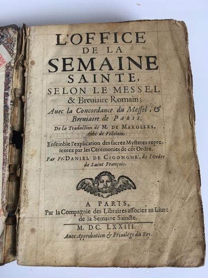 null Michel de MAROLLES Office de la Semaine Sainte Paris, 1673, in-8, plein maroquin...