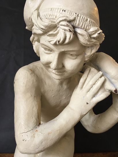 null After Jean-Baptiste CARPEAUX (1827-1875) Young fisherman with a shell Cream...
