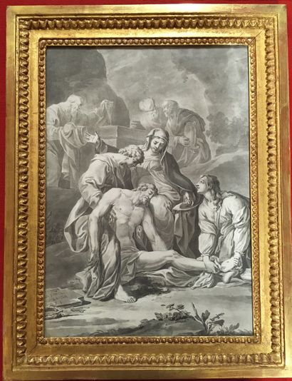 null Jean-François CLERMONT (1717-1807), Attribué à La Mise au tombeau Lavis gris...
