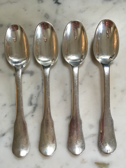  silver flatware including : - twelve moka spoons - twelve table spoons - twelve...