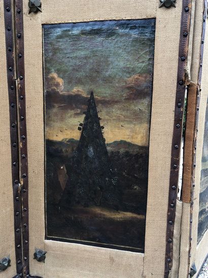 null FIREWORKS with five panels decorated with ten paintings of Flemish landscapes...