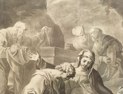 null Jean-François CLERMONT (1717-1807), Attribué à La Mise au tombeau Lavis gris...