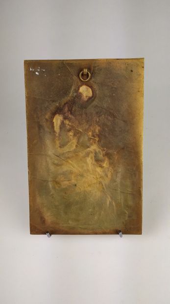 null Alexandre CHARPENTIER (1856 - 1909) Maternité Bas-relief en bronze doré 23,5...