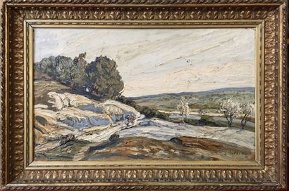 null Joseph HURARD (1887-1956) Paysage de montagne Huile sur panneau, signée en bas...