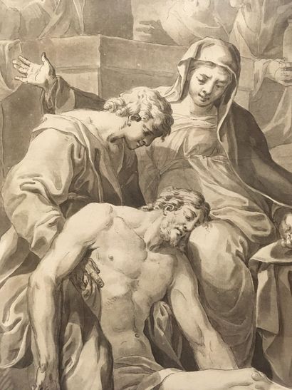 null Jean-François CLERMONT (1717-1807), Attributed to The Entombment Grey wash Dated...