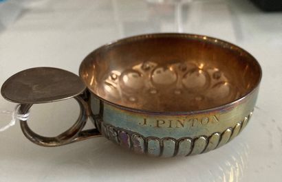  TASTEVIN in silver with decoration of godrons. Engraved J.PINTON. Minerve hallmark...