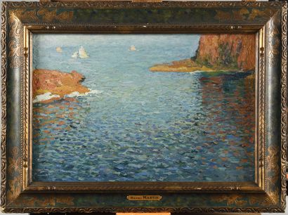 null HENRI MARTIN (1860-1943) Calanques near Marseille Oil on panel Signed 'Henri...