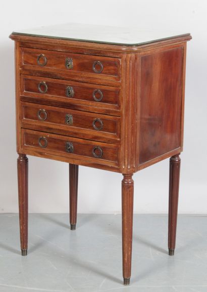 null Mahogany and mahogany veneer silver cabinet opening to four drawers, rounded...