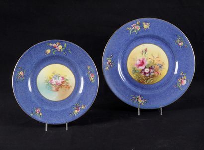 null ROYAL DOULTON, a large dinner plate and a dessert plate, in porcelain with blue...