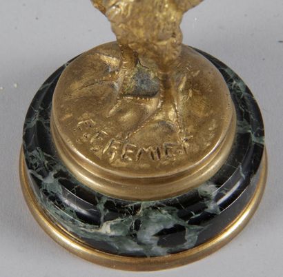 null Emmanuel FRÉMIET (1824-1910) " the crowing rooster " Proof in bronze with golden...