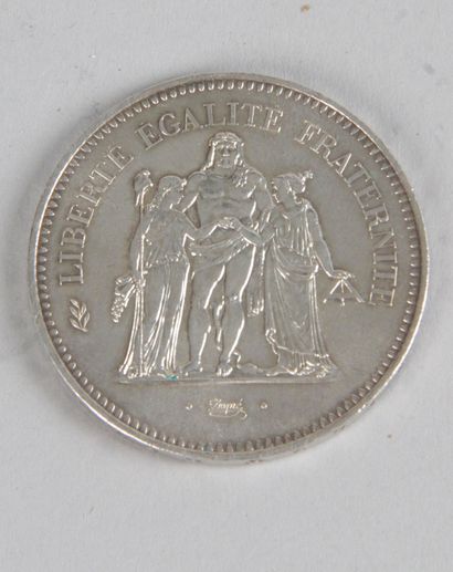 null 1 PIÈCE, 50 Fr Hercules en argent, de1977. Poids : 33 gr
