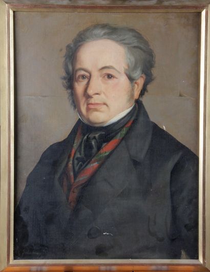 null ÉCOLE FRANÇAISE du XIX siècle. Portrait d'homme. Huile sur toile 55 x 43 cm