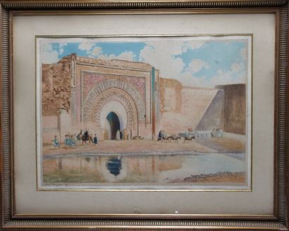 null Maurice ROMBERG DE VAUCORBEIL (1861/62-1943) "La porte Bab Mansour à Meknès"...