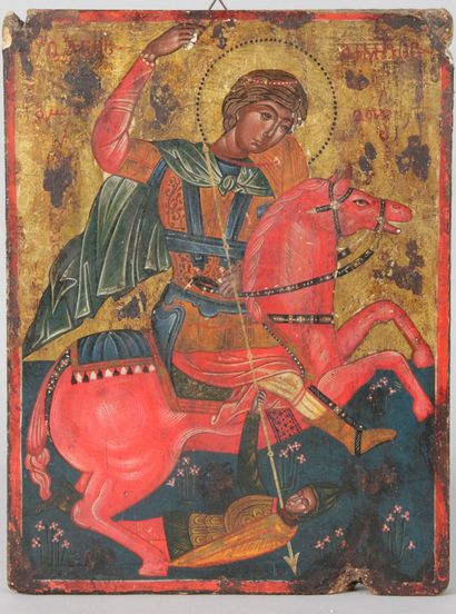 null GREEK ORTHODOXIC SCHOOL, late 19th or early 20th century ICON The Archangel...