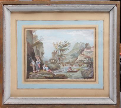 null FRENCH SCHOOL, 19th century. After VERNET. "Gouache on paper, inscribed lower...