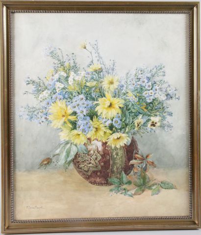 null M. DURIEZ MAZUEL. Ecole Française du XIX ou XX siècle. « Vase de fleurs des...