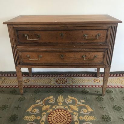  ORDER 
Louis XVI period in natural wood 
Opening with two drawers in front 
Good...