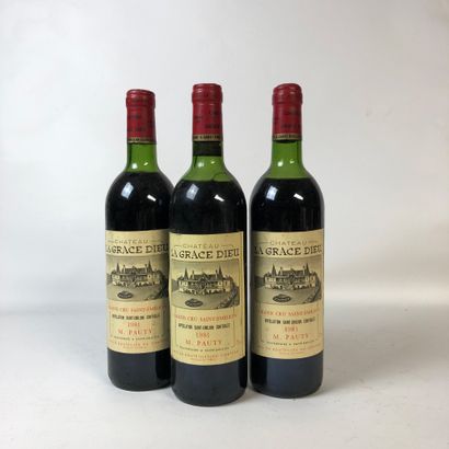 null 3 bottles CHÂTEAU LA GRACE DE DIEU 1981 (M. Pauty) Saint Emilion Grand Cru (levels:...