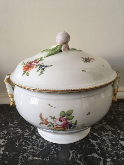 null PARIS-MANUFACTURE DE BOISSETTES Covered soup tureen in white porcelain with...